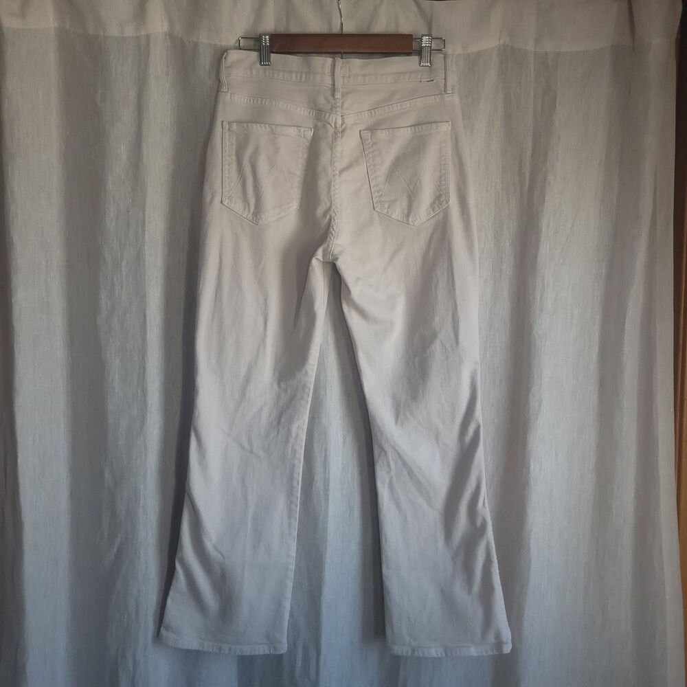 Mother The Mid Rise Smokin' Double Flood Size 32 Cream Cropped Designer Demin - Picture 3 of 15